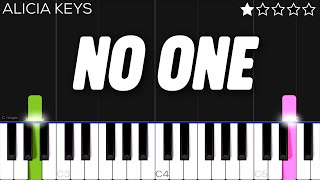 Alicia Keys  No One  EASY Piano Tutorial [upl. by Lida]