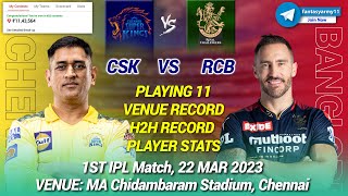 CHE vs RCB Dream11 Prediction CSK vs RCB Dream11 Prediction  Chennai vs Bengaluru 1ST IPL 2024 [upl. by Htebyram]