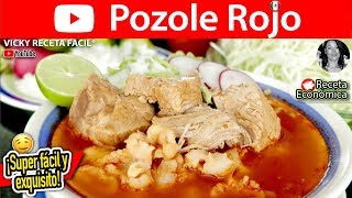 POZOLE ROJO  VickyRecetaFacil [upl. by Elurd]