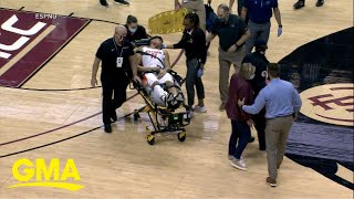 College basketball player collapses on court l GMA [upl. by Onivla]