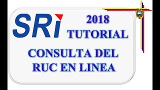 Como Consultar el RUC EN LINEA  SRI Ecuador [upl. by Sande]