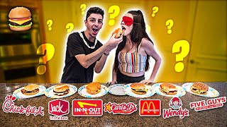 GUESS THAT FAST FOOD BURGER Blindfold Taste Test [upl. by Halimeda]