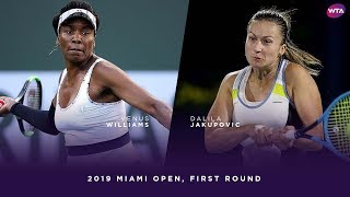 Venus Williams vs Dalila Jakupovic  2019 Miami Open First Round  WTA Highlights [upl. by Diva]