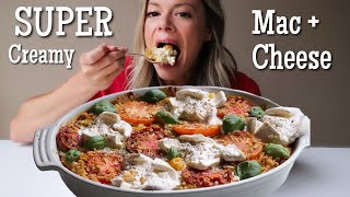 Extra Creamy Burrata Caprese Mac n Cheese  MUKBANG [upl. by Tengler]