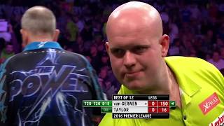 WHAT A COMEBACK Taylor v Van Gerwen  2016 Premier League [upl. by Ahtnama199]