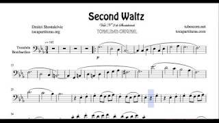 Second Waltz by Shostakovich Sheet Music for Trombone and Euphonium Bass Clef [upl. by Eetak204]