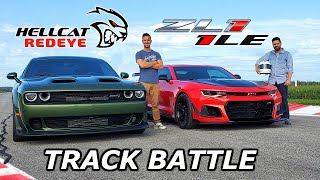 2019 Dodge Hellcat Redeye vs Chevy Camaro ZL1 1LE  DRAG RACE amp LAP TIMES [upl. by Huey]