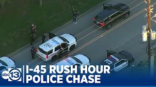 RAW VIDEO Downtown Houston Police Chase [upl. by Ravo]