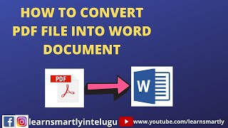 How To Convert PDF file Into Word Document In Telugu  PDF To Word Document Converter [upl. by Brynna]