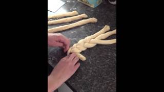 How to braid 3 strand Challah bread [upl. by Halak547]