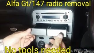 Alfa romeo gt 147 radio removal No tools or pins [upl. by Alien]