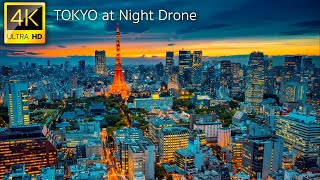 Tokyo Japan in 4K Drone at Night  Explore Tokyo at Night with 4K Drone Film [upl. by Attelrac723]