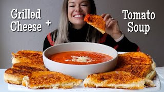 Grilled Cheese  Tomato Soup MUKBANG  Recipe with Tomato Butter Roasted Garlic  Gruyere [upl. by Rider798]