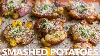 Crispy SMASHED POTATOES  Easy Side Dish [upl. by Harvison]