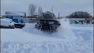 Hummer H1 Plays in Snow [upl. by Ebberta799]