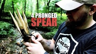 How To Make The 4 Pronged Spear For Hunting amp Fishing  Bushcraft amp Survival [upl. by Eyde727]