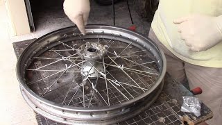 Motorcycle Wheel Lacing and Truing [upl. by Ahsinra769]