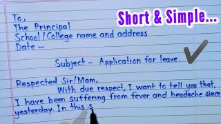 Leave application for school and college Students  Sick leave application  Application for leave [upl. by Hcone]