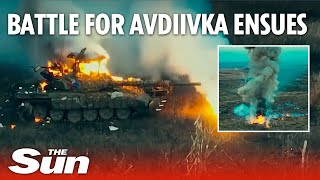 UkraineRussia war Ukrainian forces obliterate enemy tank convoy near Avdiivka [upl. by Fisoi]