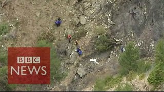 Germanwings plane crash site in aerial video  BBC News [upl. by Vories]