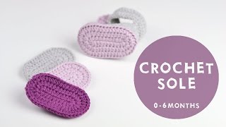 Very Easy Tutorial For Crochet Bootie Sole  Croby Patterns [upl. by Llertnauq]