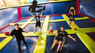 OVERNIGHT IN ABANDONED TRAMPOLINE PARK Ends up in Wheelchair [upl. by Edwine]