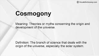 Cosmogony Meaning [upl. by Layman]