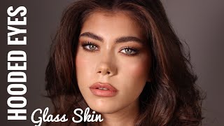 How To Apply Makeup on Hooded Eyes amp Glass Skin Tutorial  Claudia Neacsu [upl. by Sigsmond]