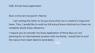 How To Write Leave Application For Office Samples Annual leave application [upl. by Odawa]