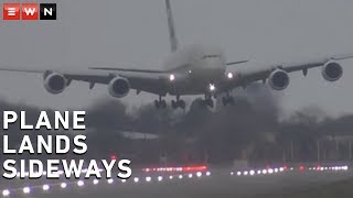 Watch as plane lands sideways after battling crosswinds [upl. by Janie]