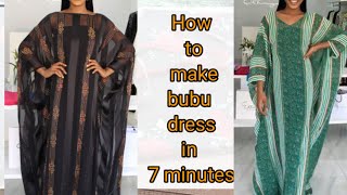 How to cut and sew bubu kaftan dress in 7 minutes Nelostitches [upl. by Suruat]