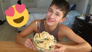 GOAT CHEESE PASTA RECIPEMUKBANG [upl. by Meill]