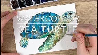 Watercolour Sea Turtle [upl. by Harobed425]