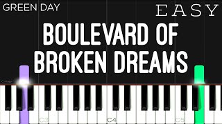 Green Day  Boulevard Of Broken Dreams  EASY Piano Tutorial [upl. by Aerdnuahs]