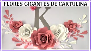 FLORES GRANDES DE CARTULINA Para Decorar  FÁCILES DE HACER [upl. by Eniala]