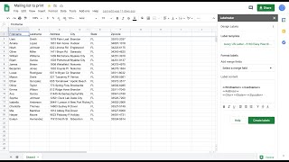 How to print mailing labels from Google Sheets [upl. by Eidda]