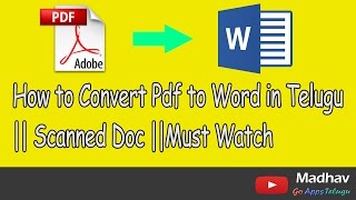 How to Convert Pdf to Word in Telugu  Scanned Doc Must Watch [upl. by Hannad476]