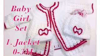 Baby girl layette set How to crochet newborn baby sweater  jacket  cardigan Crochet for Baby 167 [upl. by Rizan]