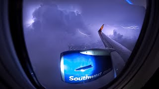 4K Flying Through Thunderstorm  Takeoff St Louis Southwest 737800 N8575Z STLTUL Description [upl. by Anaujat]