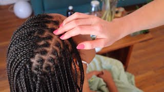 ASMR scalp massage hair play amp greasingoiling braids on Adrianna whisper [upl. by Ennayram]