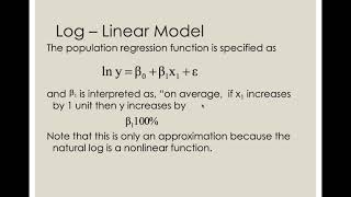 Chapter 7 Log linear and log log models [upl. by Otir]