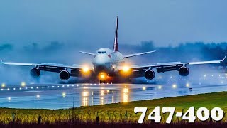 Intense BOEING 747 landing in Rain amp Crosswind [upl. by Tollman524]