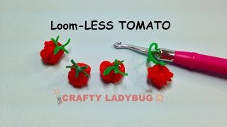 Rainbow LoomLESS TOMATO EASY Charm Tutorials by Crafty Ladybug How to DIY [upl. by Eiramenna]