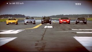 Défi  Porsche 911 vs Ferrari 458 Spider vs Corvette ZR1 vs Audi R8 vs Nissan GTR [upl. by Htial]