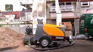 Putzmeister Mixokret M 740 D applying traditional cement based floor screed [upl. by Gilboa]