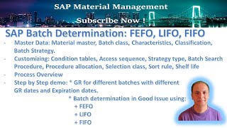 SAP Automatic Batch Determination in Inventory Management FEFO LIFO FIFO [upl. by Leveroni403]