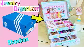 DIY  How to make Jewelry Organizer with waste Shoebox [upl. by Lewiss605]