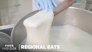 How Italian Burrata Cheese Is Made  Regional Eats [upl. by Mehelhteb]