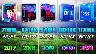 i7 11700K vs i7 10700K vs i7 9700K vs i7 8700K vs i7 7700K  Test in 7 Games [upl. by Drofdeb]