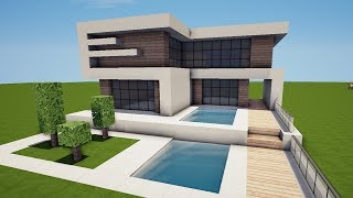 MODERNES HAUS mit POOL in MINECRAFT bauen TUTORIAL HAUS 169 [upl. by Jacqui]